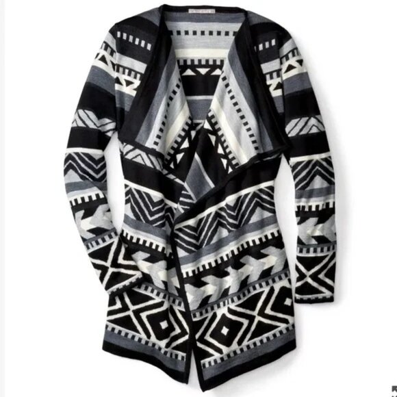 Smartwool Black Camp House Wrap Geometric Cardigan Sweater Small 2568 - Picture 1 of 11
